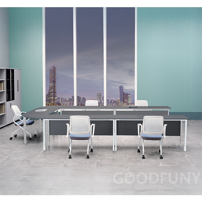 다크그레이 연결형회의용테이블 (앞가림판 유/무)