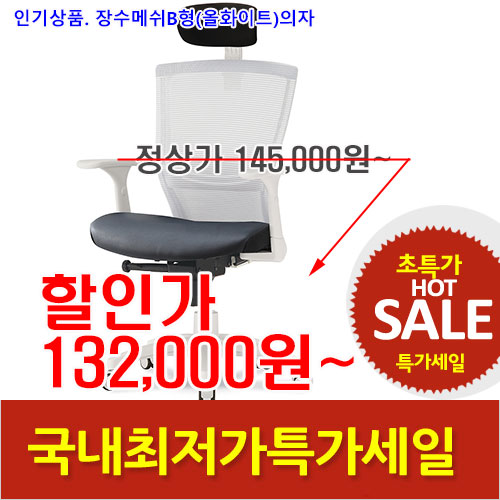2026년08월07일까지(전화주문만가능)장수메쉬B형(올화이트)의자(대)