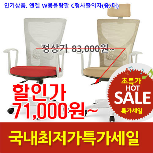 2025년04월18일까지(전화주문만가능)(CT)엔젤W몽블랑팔C형사출의자(중/대)